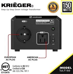 img 2 attached to 💡 Krieger 150W Voltage Transformer: Step Up/Down Converter for American and European AC Outlet, 110/120V to 220/240V, UL and CSA Approved