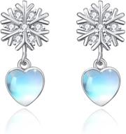 sterling silver snowflake moonstone earrings: heart, round, teardrop dangle drop moonstone earrings - ideal christmas jewelry gifts for women and girls logo