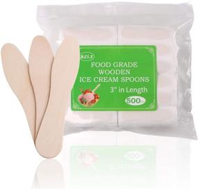 img 4 attached to 🥄 HLSN 500PC Wooden Spoons, 3 Inch Ice Cream Spoons of Natural Birch - Degradable, Food Grade Certified