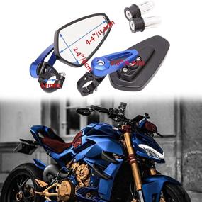 img 2 attached to 🔍 Universal Blue Bar End Motorcycle Mirrors | Compatible with Honda, Suzuki, Yamaha, Kawasaki, Victory Scooters