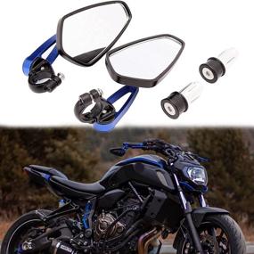 img 3 attached to 🔍 Universal Blue Bar End Motorcycle Mirrors | Compatible with Honda, Suzuki, Yamaha, Kawasaki, Victory Scooters