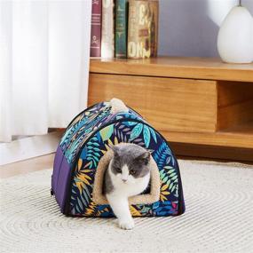 img 1 attached to 🏠 Indoor Cat Cave Bed - Covered Cats House Hideaway Tent - Outdoor Cats Hut - Self Warming 2-in-1 Foldable - Small Pets Puppy Kittens - Soft, Removable, Washable Cushioned Pillow (Medium)