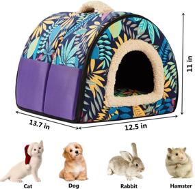 img 3 attached to 🏠 Indoor Cat Cave Bed - Covered Cats House Hideaway Tent - Outdoor Cats Hut - Self Warming 2-in-1 Foldable - Small Pets Puppy Kittens - Soft, Removable, Washable Cushioned Pillow (Medium)