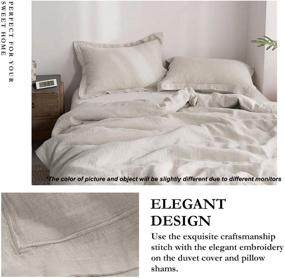 img 3 attached to 🛏️ Simple&Opulence 100% Linen Duvet Cover Set with Embroidery Washed - California King Size