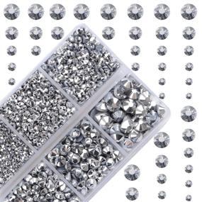 img 4 attached to 💎 Sparkling 4000Pcs Mixed Size Hot Fix Round Crystals Gems Glass Stones - Labrador Silver