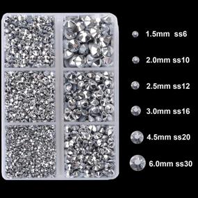 img 2 attached to 💎 Sparkling 4000Pcs Mixed Size Hot Fix Round Crystals Gems Glass Stones - Labrador Silver