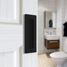 img 1 attached to 🚪 Orgerphy 7” Black Barn Door Handle Finger Pull Set (2 Packs) - Modern, Heavy Duty, and Easy to Install Handle for Gates, Garages, Sheds, Barn Doors, and Pocket Doors