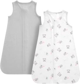 img 3 attached to 🐻 DaysU Baby Sleeping Bag Set of 2 - Breathable Cotton Interlock, Sleeveless Wearable Blanket with Zipper for Boys and Girls 18-24 Months - X-Large Size - Grey Bear Design