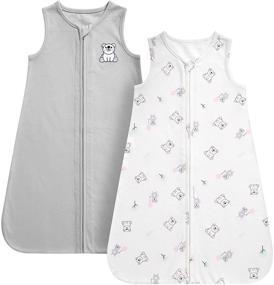 img 4 attached to 🐻 DaysU Baby Sleeping Bag Set of 2 - Breathable Cotton Interlock, Sleeveless Wearable Blanket with Zipper for Boys and Girls 18-24 Months - X-Large Size - Grey Bear Design