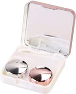 🌸 rosenice mini travel contact lens case: simple box container holder for eyecare kit - light pink logo
