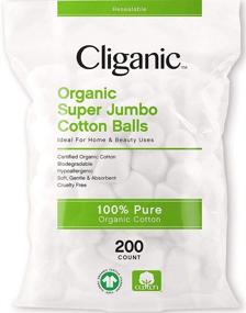 img 4 attached to 🌱 Cliganic Super Jumbo Organic Cotton Balls (200 Count) - Biodegradable, Hypoallergenic, Absorbent, Large Size, 100% Pure