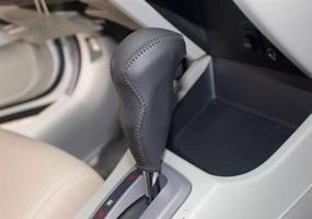img 1 attached to Enhance Your Honda 9th Civic Interior with Eiseng Genuine Leather Black Thread Gear Shift Knob Cover+Handbrake Cover Stitch-on Wrap: Must-have Accessories for 2012-2015 Models
