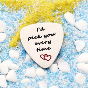img 2 attached to ❤️ Lauhonmin Stainless Steel Pendant: I'd Choose You Every Time Guitar Pick for Valentine's Day - Perfect Gift for Lovers, Men, Women, Boys, Girls