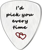 ❤️ lauhonmin stainless steel pendant: i'd choose you every time guitar pick for valentine's day - perfect gift for lovers, men, women, boys, girls logo