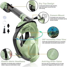 img 3 attached to 🤿 Zenoplige Full Face Snorkel Mask - Premium Safety Breathing System, 180 Panoramic Foldable Anti-Fog Anti-Leak Diving Mask for Adults & Children - Includes Detachable Camera Mount