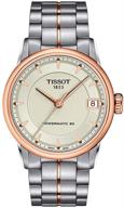 женские наручные часы tissot luxury с покрытием pvd "розовое золото", автоматические, швейцарские часы - серый ремень (модель: t0862072226101) логотип