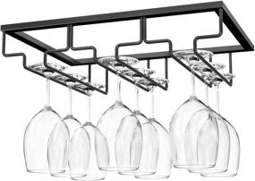 img 4 attached to 🍷 Space-saving Wine Glass Rack - Nuovoware Under Cabinet Stemware Holder for Bar Kitchen Cabinet Storage (3 Rows) - Black