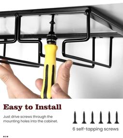 img 1 attached to 🍷 Space-saving Wine Glass Rack - Nuovoware Under Cabinet Stemware Holder for Bar Kitchen Cabinet Storage (3 Rows) - Black