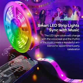 img 2 attached to 🔌 WiFi Smart LED Strip Lights: 16.4ft 5050 RGB Color Changing with Music Sync, Alexa & Google Assistant Compatible - Remote and App Control for Home Decoration and Party