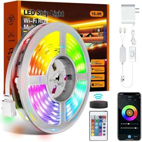 img 4 attached to 🔌 WiFi Smart LED Strip Lights: 16.4ft 5050 RGB Color Changing with Music Sync, Alexa & Google Assistant Compatible - Remote and App Control for Home Decoration and Party