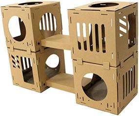 img 1 attached to 🐱 Interactive Midlee Cardboard Cat Climbing House Furniture: Double Tower with Scratching Pads - Engage and Entertain Your Feline Friend!