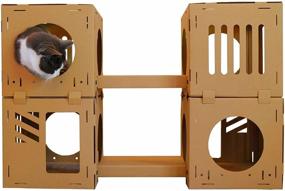 img 3 attached to 🐱 Interactive Midlee Cardboard Cat Climbing House Furniture: Double Tower with Scratching Pads - Engage and Entertain Your Feline Friend!