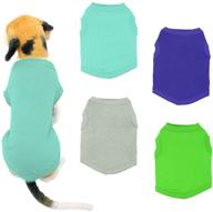 🐾 yaodhaod 4pcs solid color dog t-shirts: soft & breathable cotton clothes for small-medium dogs & cats логотип