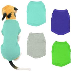 img 4 attached to 🐾 YAODHAOD 4pcs Solid Color Dog T-Shirts: Soft & Breathable Cotton Clothes for Small-Medium Dogs & Cats