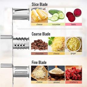 img 2 attached to 🧀 Efficient Nurch Rotary Cheese Grater Vegetable: Stainless Steel Shredder Cutter Grinder with 3 Drum Blades