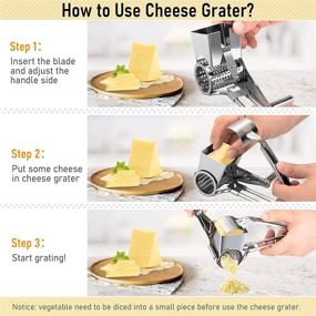 img 1 attached to 🧀 Efficient Nurch Rotary Cheese Grater Vegetable: Stainless Steel Shredder Cutter Grinder with 3 Drum Blades