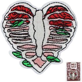 img 4 attached to ❤️ Heart Shaped Skeleton with Leaves Patch Embroidered Applique Badge - Iron On or Sew On Emblem for MUNAN Anatomy