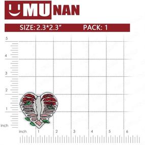 img 3 attached to ❤️ Heart Shaped Skeleton with Leaves Patch Embroidered Applique Badge - Iron On or Sew On Emblem for MUNAN Anatomy