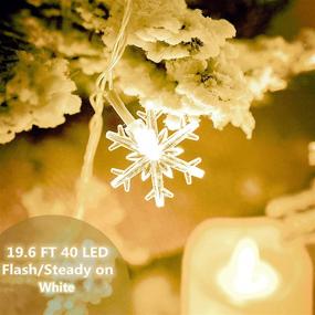 img 3 attached to 🎄 Indoor Outdoor Christmas Decorations: Battery-Operated Snowflake Lights, 19.6 ft 40 LED Xmas Fairy String Lights for Room, Birthday, Wedding Party Decor – White