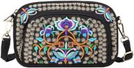 👜 timeless elegance: vintage embroidery canvas crossbody wallet for women logo