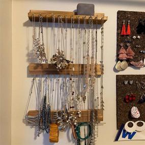 img 1 attached to Cedilis Wall Mounted Jewelry Organizer - Large Wooden Necklace Holder with Detachable Bracelet Rod 📿 and 24 Jewelry Hooks - Ideal Wall Hanging Organizer for Rings, Earrings - Brown (No Assembly Required)