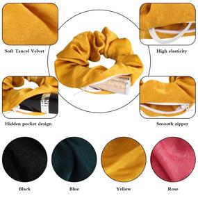 img 2 attached to 🎀 Jaolex 4 Pcs Velvet Scrunchies: Premium Secret Zipper Stash Pocket for Women and Girls