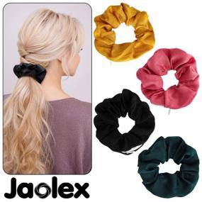 img 3 attached to 🎀 Jaolex 4 Pcs Velvet Scrunchies: Premium Secret Zipper Stash Pocket for Women and Girls