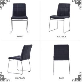 img 1 attached to 🪑 Стильный набор из 2 черных стульев для столовой - современные кухонные стулья с клетчатым узором, обивкой из искусственной кожи и хромированными ножками - идеально подходит для гостиной, приемной и внутреннего использования