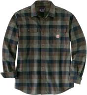 👕 men's clothing: carhartt heavyweight flannel sleeve 3x large shirts logo