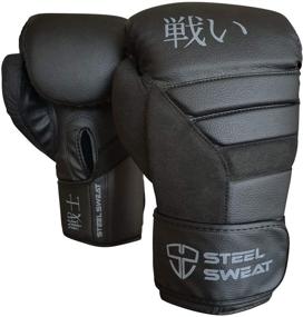 img 4 attached to 🥊 Боксерские перчатки Steel Sweat - мощные тренировочные перчатки для раскрытия вашего потенциала в ударах - идеально подходят для бокса, спарринга, кикбоксинга и муай-тай - разработаны для мужчин и женщин - Senshi Black