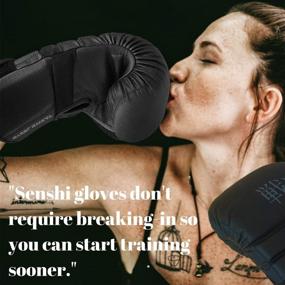 img 1 attached to 🥊 Steel Sweat Boxing Gloves - Powerful Training Gloves for Unleashing Your Punching Potential - Perfect for Boxing, Sparring, Kickboxing and Muay Thai - Designed for Men & Women - Senshi Black