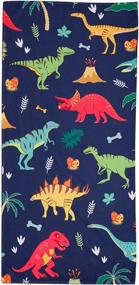 img 4 attached to 🦖 Soft Microfiber Dinosaur Beach Towel Blanket for Boys, Lightweight & Absorbent Pool Bath Towel, Small Thin Toddler Kids Size 24X48", Multipurpose for Travel, Swimming, Bath, Camping, Picnic - Dinosaur Gift