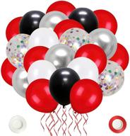 🎈 cutedecor 62 pack red black confetti balloons kit: stunning metallic silver balloons for memorable wedding, party, birthday, baby shower, and graduation decorations supplies логотип