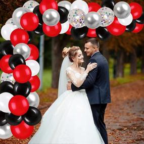 img 3 attached to 🎈 CUTEDECOR 62 Pack Red Black Confetti Balloons Kit: Stunning Metallic Silver Balloons for Memorable Wedding, Party, Birthday, Baby Shower, and Graduation Decorations Supplies