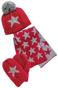 img 4 attached to 🧣 Winter Knitted Star Hat+Scarf+Gloves 3-Piece Set for Ding Dong Baby Boy Girl Kids