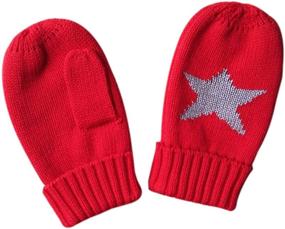 img 1 attached to 🧣 Winter Knitted Star Hat+Scarf+Gloves 3-Piece Set for Ding Dong Baby Boy Girl Kids