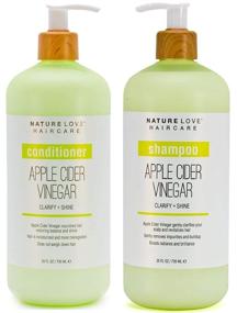 img 4 attached to Nature Love Apple Cider Vinegar Shampoo and Conditioner Duo: Clarify + Shine, Revitalize Hair and Scalp - Paraben Free, Cruelty Free, Made in USA (25 oz each)