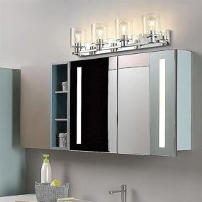 img 2 attached to 💡 4-Light Bathroom Vanity Light Fixture Over Mirror: Modern Wall Sconce Lighting with Chrome Finish and Glass Shade for Farmhouse Bedroom and Living Room