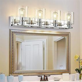 img 4 attached to 💡 4-Light Bathroom Vanity Light Fixture Over Mirror: Modern Wall Sconce Lighting with Chrome Finish and Glass Shade for Farmhouse Bedroom and Living Room