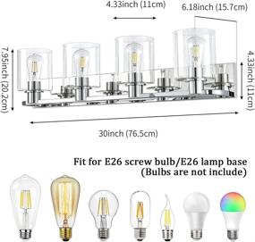 img 3 attached to 💡 4-Light Bathroom Vanity Light Fixture Over Mirror: Modern Wall Sconce Lighting with Chrome Finish and Glass Shade for Farmhouse Bedroom and Living Room